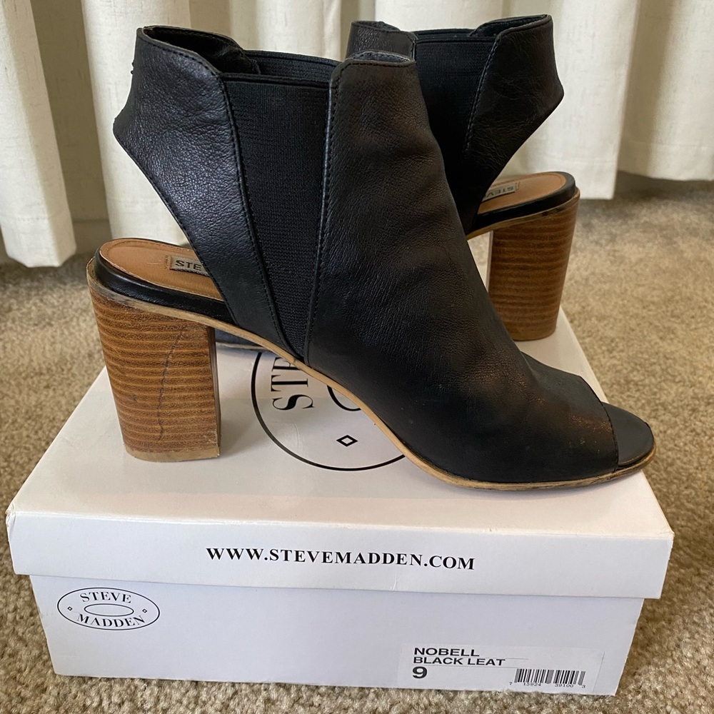 Steven Madden Open Toe Leather Heels Size 9